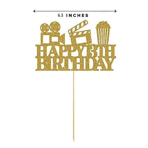 Image of FestikoGold Movie 13th Birthday Cake Topper, Glitter Film Happy 13 Years Birthday Party Decoration