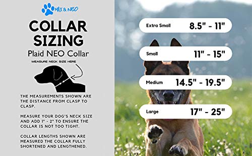 Image of Max and Neo Plaid Pattern NEO Dog Collar - We Donate a Collar to a Dog Rescue for Every Collar Sold (Green, Medium)