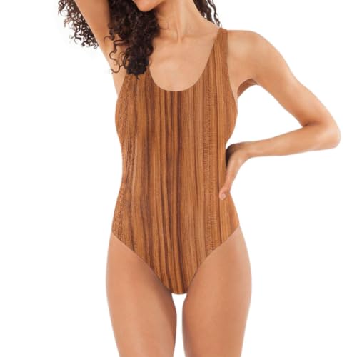 Maillot de bain marron grain de bois pour femme élégant