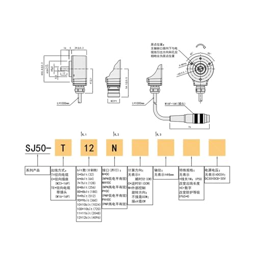 Codeur parallèle absolu SJ50 NPN 256 1024 pour automatisme industriel - 3