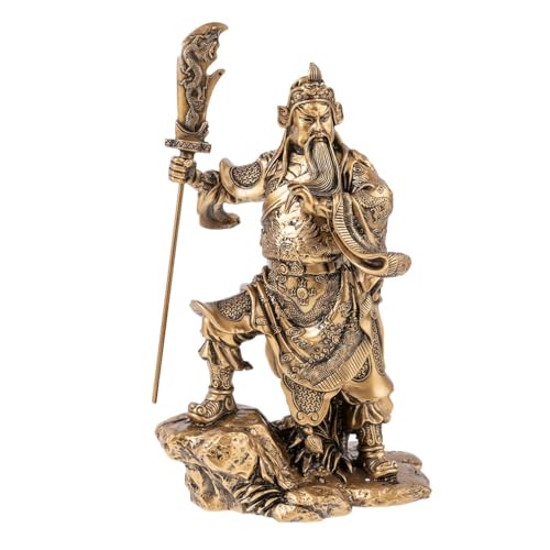 Lachineuse, GuanGong God Figurine, Feng Shui Wealth and Protection, Chinese Deity, Decorative Resin Object, Gold