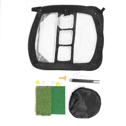 Golf Practice Net, Indoor Outdoor Training Golf Chipping Net with Portable Mat and Balls + Backyard Driving Range Equipment for All Ages Home Use