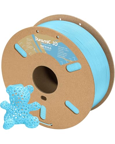 Image of DURAMIC 3D Matte PLA Filament 1.75mm Light Blue, 1kg Cardboard Spool Matte Finish 3D Printer Filament PLA 1.75mm Dimensional Accuracy 99% + /- 0.03 mm, Printing with FDM 3D Printer