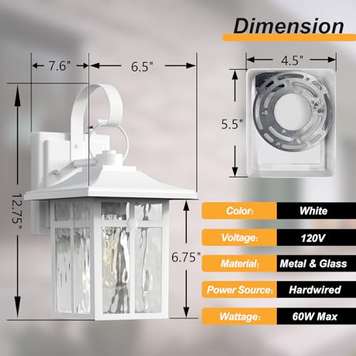 Image of Dusk to Dawn Outdoor Wall Lights, Aluminum, White, 2 Pack