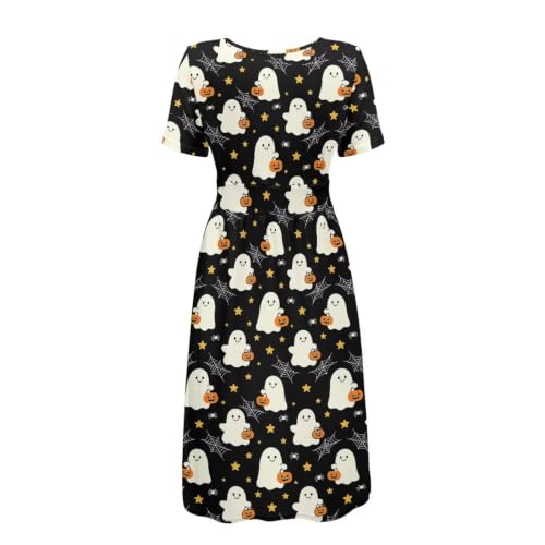 Image of Women's Summer Dresses Short Sleeve Formal Dresses with Pockets | Lightweight polyester fabric delivers cool airflow during hot summer outdoor activities