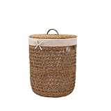 Arthur Cameron - Atrai Seagrass Laundry Basket – Artisanal Handcrafted Round Laundry Hamper with Removable Cotton Liner, Handwoven Storage for Bedroom, Bathroom & Utility Room (Large)
