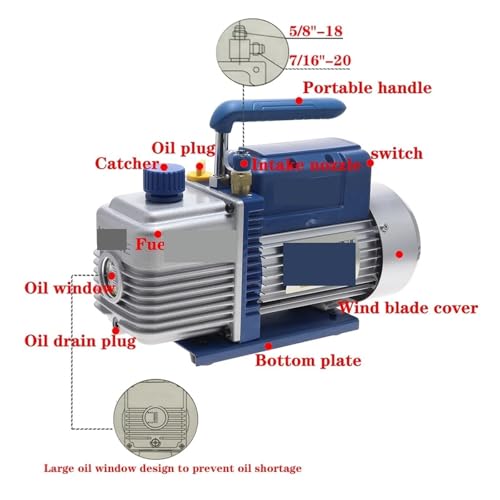Bomba de vacío para refrigeración FY-2C-N, 2 L, 7,2 m3/h, 250 W, herramientas mini para reparación de aire acondicionado, para industria electrónica y laboratorio miniatura 4