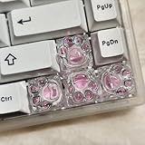 Elacgap Cat Claw Keycap Cute Drip Glue Backlight Keycaps DIY ESC Arrow Key Keycap Replacement for Cherry MX Gaming Mechanical Keyboard (4Keys Pink Transparent)