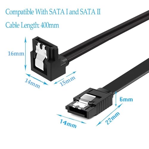 Pack de 12 cables SATA ángulo derecho 90° negro con bloqueo miniatura 3