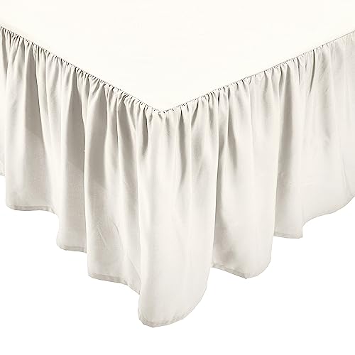 Amazon Basics Lightweight Ruffled Bed Skirt, Classic Style, Soft And Stylish 100% Microfiber With 16" Drop-Full, Off White #TOP1