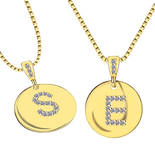 ADKOMN Collar con colgante de circonita cúbica para hombre y mujer con letra mayúscula chapada en oro amarillo de 14 quilates, cadena de 45,7 cm N amarillo Cover