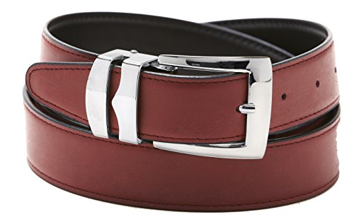 Concitor Reversible Belt Bonded Leather Removable Silver-Tone Buckle BURGUNDY/Black 60