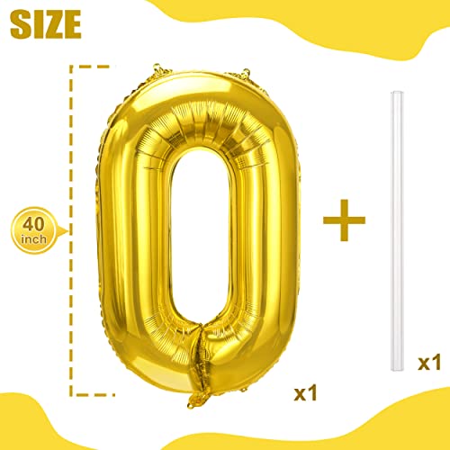 Joyypop 40 Inch Gold Number Balloons Foil Large Helium Number 0 Balloon For Birthday Anniversary Graduation Baby Shower Party Decorations #TOP2