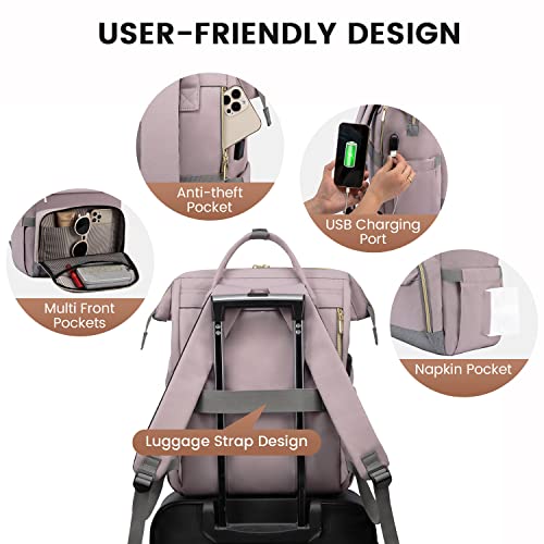 LOVEVOOK Laptop Backpack for Women Computer Backpack Purse 15.6 Inch Travel Work Nurse Teacher Bag Large Capacity Computer Backpack with USB Port4