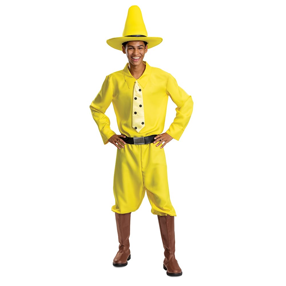 DISGUISE Curious George Person in The Yellow Hat Fancy Dress Costume for Adults