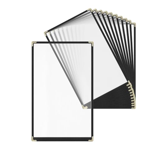 Goodsmart 10 Packs Cafe-Style Menu Covers, 1Page/2Views Standard 11''x 17”Menu Holders, Durable Double-Stitched Edges, Crystal Clear Vinyl Protection, Easy-Insert Design Ideal for Restaurants(10PCS)
