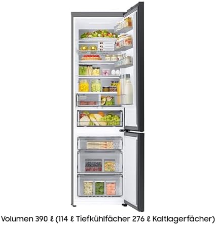 Samsung RB38C7B5AB1/EF Kühl-Gefrierkombination, 203 cm, 387 l, AI-Kühlschrank mit Gefrierfach, SmartThings AI Energy Mode, No Frost+, SpaceMax, Metal Cooling, Premium Black Steel