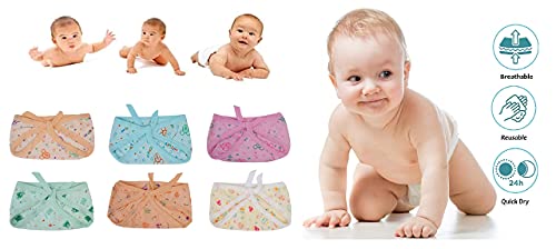 Image of Baby Hosiery Nappy Langot Washable and Reusable Plain Solid Cloth Langot /Cloth diaper /U Shaped /Nappy Tying Langot For Baby Boys and Baby Girls - Pack of 6 (Small) (Multicolor)