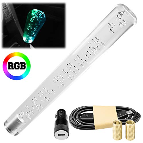 Ezautowrap Led Light Rgb Shift Knob Stick Crystal Transparent Bubble Gear Shifter 30Cm #TOP1
