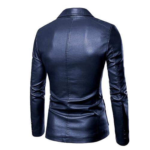 Mens 2 Button Leather Blazer Jacket Faux Leather Sport Suit Coat Regular Fit Lined Business PU Jackets2