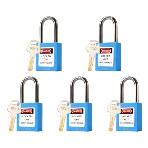 TAEGIQI 5 Blue Lockout Tagout Locks,Keyed Alike,OSHA Compliant Safety Padlocks for Loto Kits and Stations