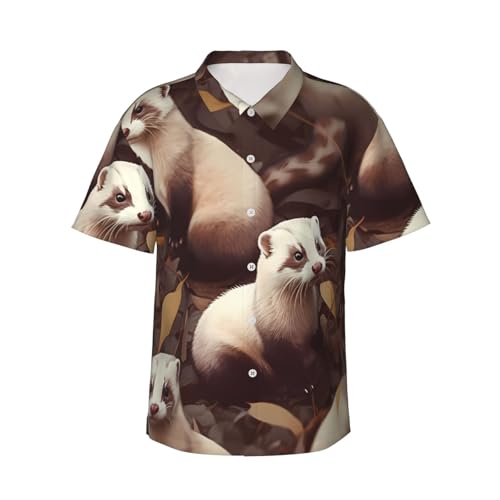 Chemise hawaïenne furet poilu homme manches courtes motif animalier été