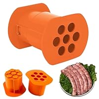 Cevapcici Presse,Hot-Dog-Presse – Manuelles Hot-Dog- Und Wurstform-Set,7-Loch-Hot-Dog-Form, Diy-Küchenutensil,Hot-Dog-Maschine Mit Fleischstreifenextruder (Orange)