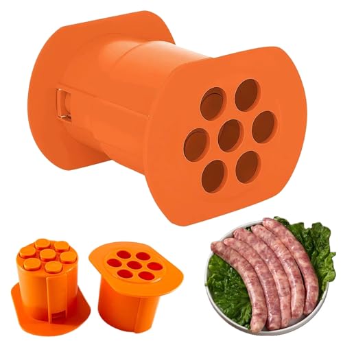 Cevapcici Presse Hot-Dog-Presse Manuelles Hot-Dog- Und Wurstform-Set 7-Loch-Hot-Dog-Form Diy-Küchenutensil Hot-Dog-Maschine Mit Fleischstreifenextruder (Orange)