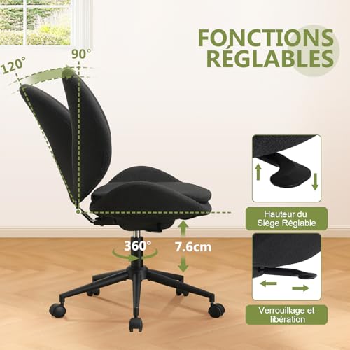 Fauteuil de bureau inclinable et ergonomique en chenille - 8