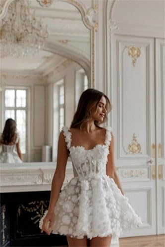 Spaghetti Straps Short Wedding Dresses Sweetheart Neckline Flower Lace Embroidery Mini Homecoming Dress Cocktail Gown - Image 6