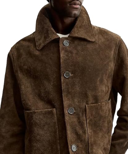Isaac & David Chicago Mens Long Sleeve Suede Shirts Button Down Shacket Real Lambskin Suede Casual Leather Jackets For Men2