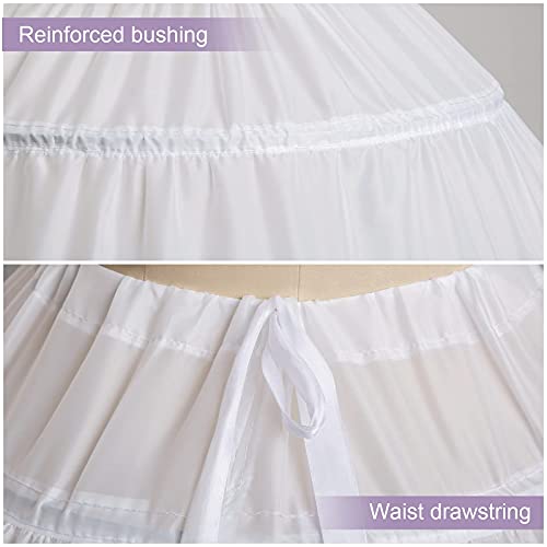 Womens Petticoat Underskirt 6 Hoop Skirt Floor Length Crinoline Petticoat for Ball Gown Wedding Dress Quinceanera (White - cream) Large2