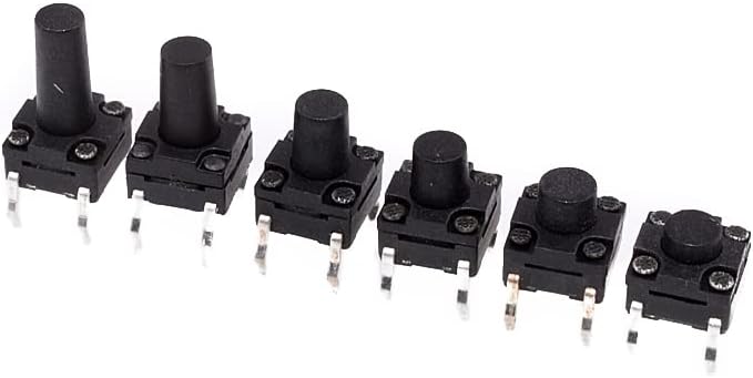 Waterproof Dustproof Micro Tact Switch Panel Mount 4Pin DIP 20Pcs | Waterproof, dustproof tactile switch. 6x6mm, heights 4.3-12mm. 4Pin DIP, 100k life, 12V 50mA.(6x6x4.3mm)