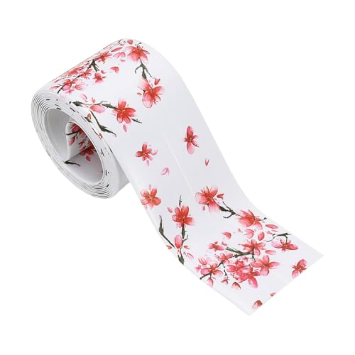 Image of PATIKIL Caulk Tape Waterproof Self Adhesive, PVC Toilet Caulking Sealant Strip Bathtub Caulk Sealing Strip Tape for Bathroom Kitchen Countertop, Red Flowers (1.5 Inch x 5 Ft)