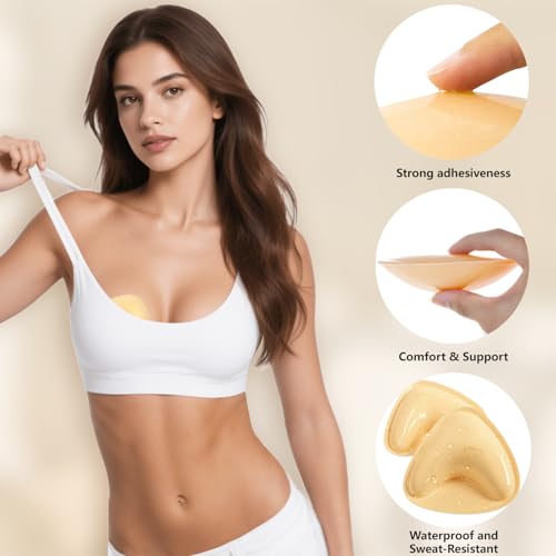 2025 Reusable Sticky Bra Inserts, Push Up Sticky Bra Pads, Ultra Lift Bikini Padding for Swimsuits & Sports Bras Nude2
