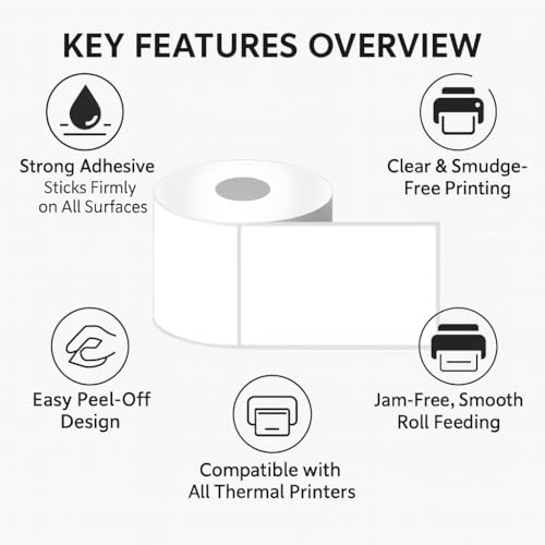 Image of Thermal Label Printer Paper 4x6, 400 Labels per Roll - Pack of 8 | Thermal Shipping Labels | Strong Adhesive, Easy Peel | Compatible with All Direct Thermal Printers