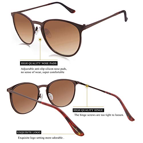 Classic Round Retro Sunglasses UV400 Circle Lens Metal Frame Men Women FW1006(2 pairs C1+C23