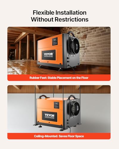 Image of VEVOR 125 Pints Commercial Dehumidifier, with Drain Hose for Crawl Space