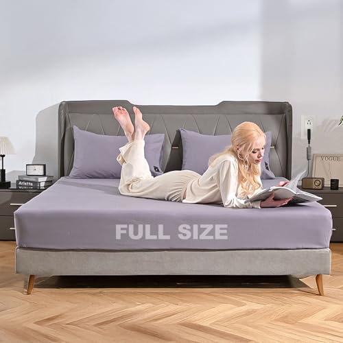 Image of Grounding Sheets, Full Size Grounding Fitted Sheets with 5% Silver Fiber Grounding Bed Sheets for Improved Sleep & Pain Relief (Full - 54 inch inch*75 inch inch*14 inch inch Gray)