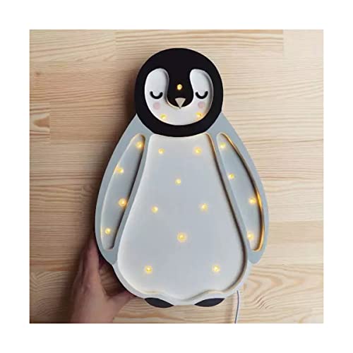 Lampe bébé pingouin Little Lights veilleuse bois décoration chambre