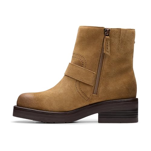 Clarks Femme Rebelle Buckle Botte Tendance en cuir noir à boucle