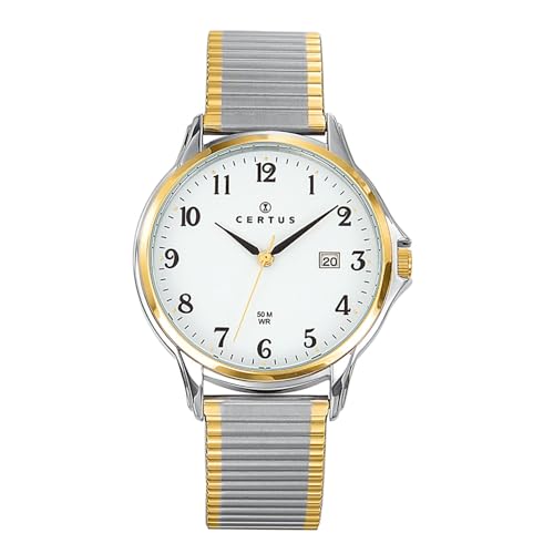 CERTUS - 616390 - Montre Homme - Quartz Analogique - Cadran Blanc - Bracelet Acier Bicolore