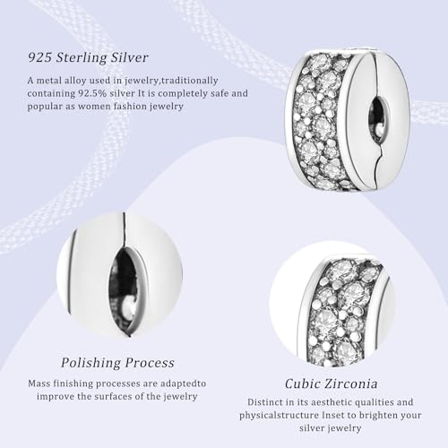 Clips and Spacers Charm 925 Sterling Silver Charms for Bracelets and Necklaces Bead Charms with Cubic Zirconia Jewelry Charm for Women Family Friends3