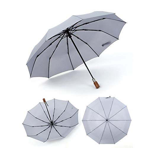 10k poignée en bois massif hommes coupe-vent pliant parapluies automatiques pluvieux pour les femmes Anti-uv Auto parapluie