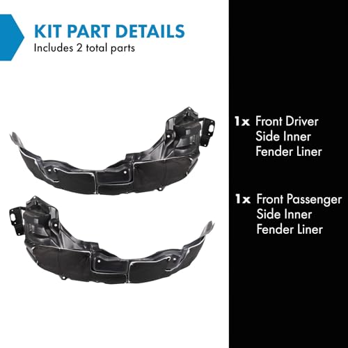 Image of TRQ Front Inner Fender Liner Set Compatible with 2014-2019 Mitsubishi Outlander Sport MI1248127 MI1249127