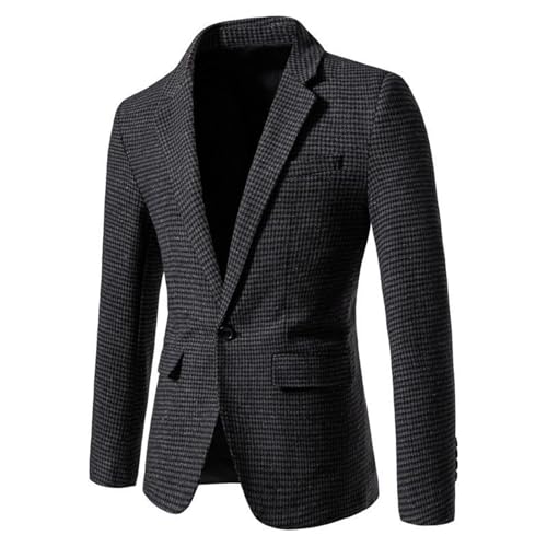 Mens Casual Plaid Blazers One Button Slim Fit Fashion Suit Notched Lapel Business Suit Jackets with Flap Pockets