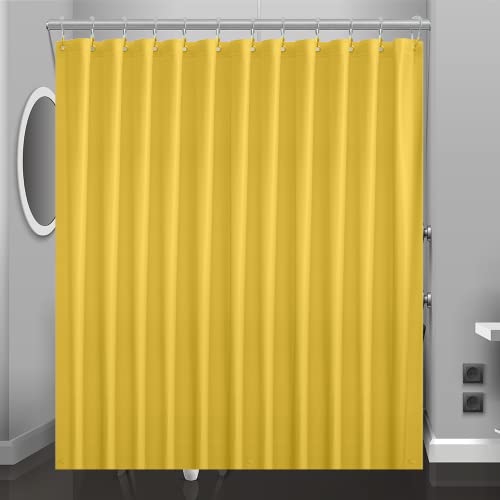 Eazzier Bath Yellow Cream Plastic Shower Curtain Or Liner, 72x72 Inch Lightweight Yellow Plastic Bathroom Shower Showroom Inner Curtain with Rustproof Metal Grommet Holes and Weighted Magnets