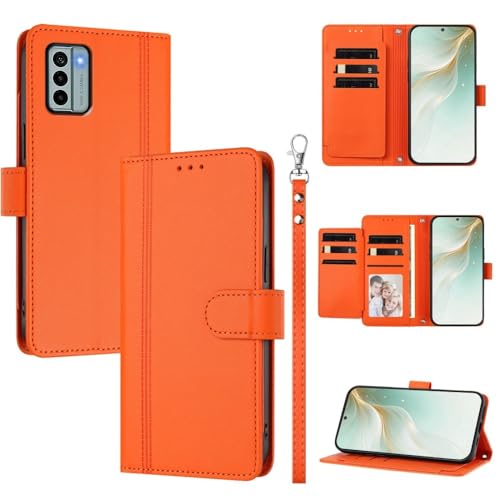 Étui Nokia HMD Pulse orange clapet protection cuir aimanté avec porte-carte