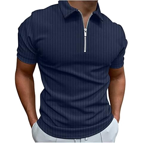 Men's Short Sleeve Golf Polos with Zip Cover