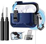 Lerobo for AirPods Pro 3 Case,(Compatible with MagSafe) with Phone Stand & Cleaning Kit,Full Drop Protection Magnetic Lock Cover Case Compatible for Apple AirPods Pro 3rd Generation,Black Blue